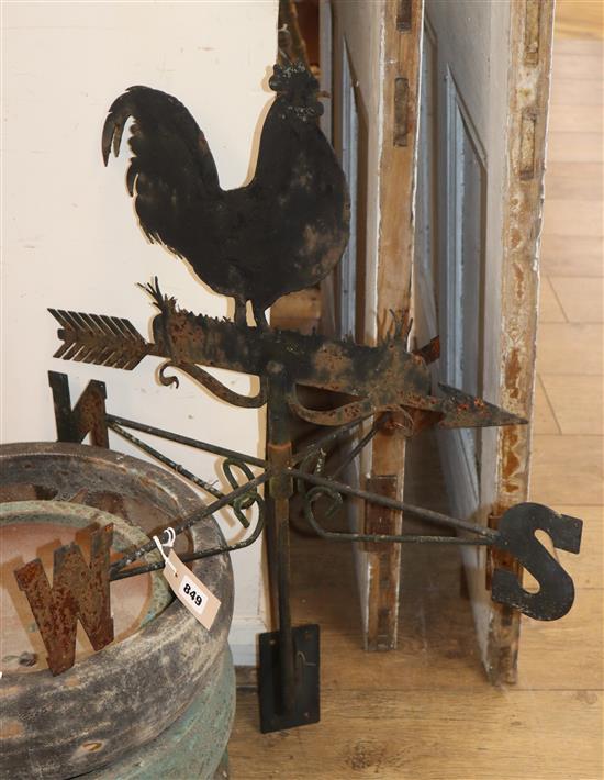 A cockerel weather vane W.61cm